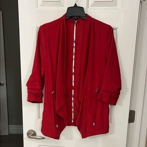 Johnston & Murphy Red Draped Open Front Jacket S